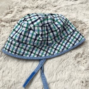 6-12 month reversible bucket hat with Velcro chin strap